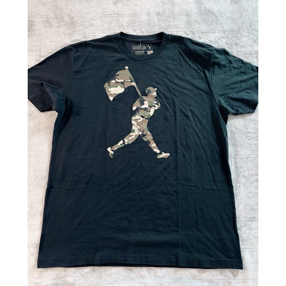 Baseballism Camp Flag Mens Black T-Shirt Size X Large